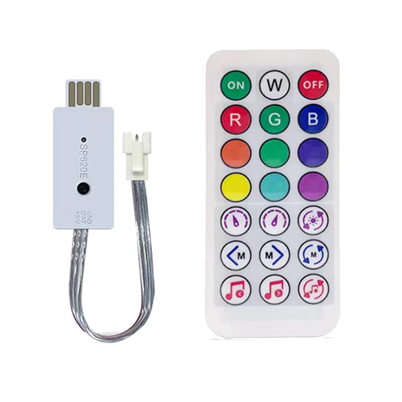 

DC5V SP620E USB Bluetooth Music Pixel Controller Accessory Part Component RF Remote For WS2812 RGB Led Strip Light Tape