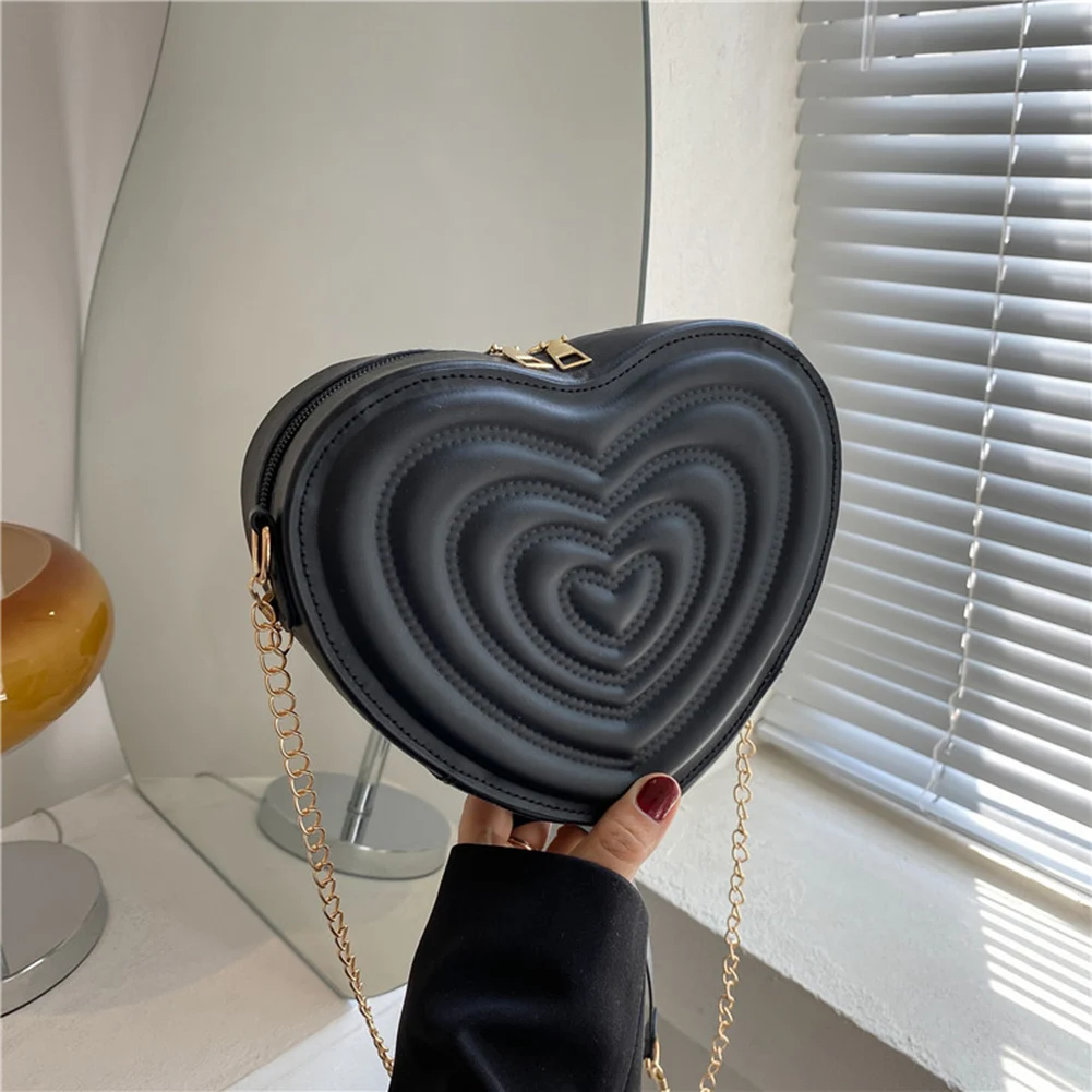 

Fashion Love Heart Shaped Shoulder Crossbody Bag Women Rhombic Pattern Leather Chain Totes Designer Handbags Sling Purse