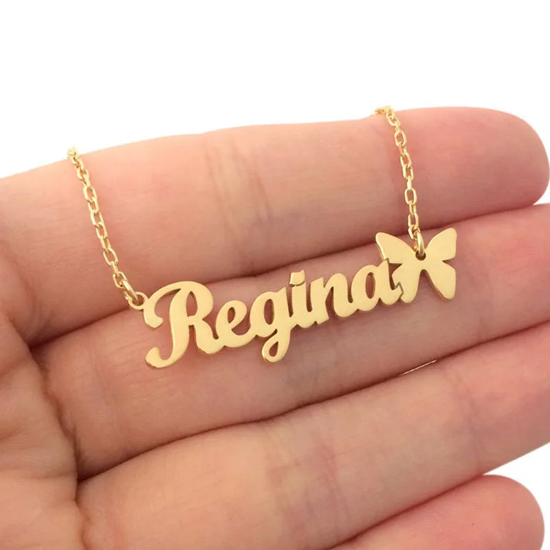 

Stainless Steel Personalized Name Custom Necklace Cute Butterfly Gold Name Pendant for Women's Personality Jewelry Accessories