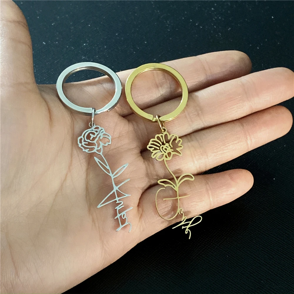

Именной брелок на заказ с двенадцатью родами цветами, ювелирные изделия из нержавеющей стали 2022, подарок на день рождения для женщин, персон...