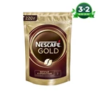 NESCAF Gold, кофе растворимый сублимированный с добавлением кофе жареного молотого, 220г, пакет