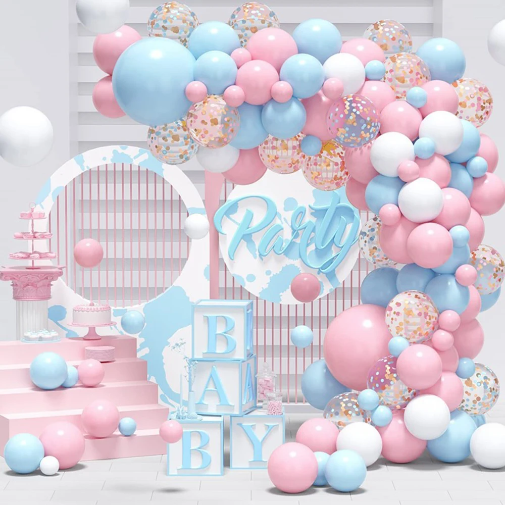 

Pink Blue Balloons Garland Arch Kit With Confetti Ballon Set For Boys Girls Gender Reveal Decoration Birthday Party Decor