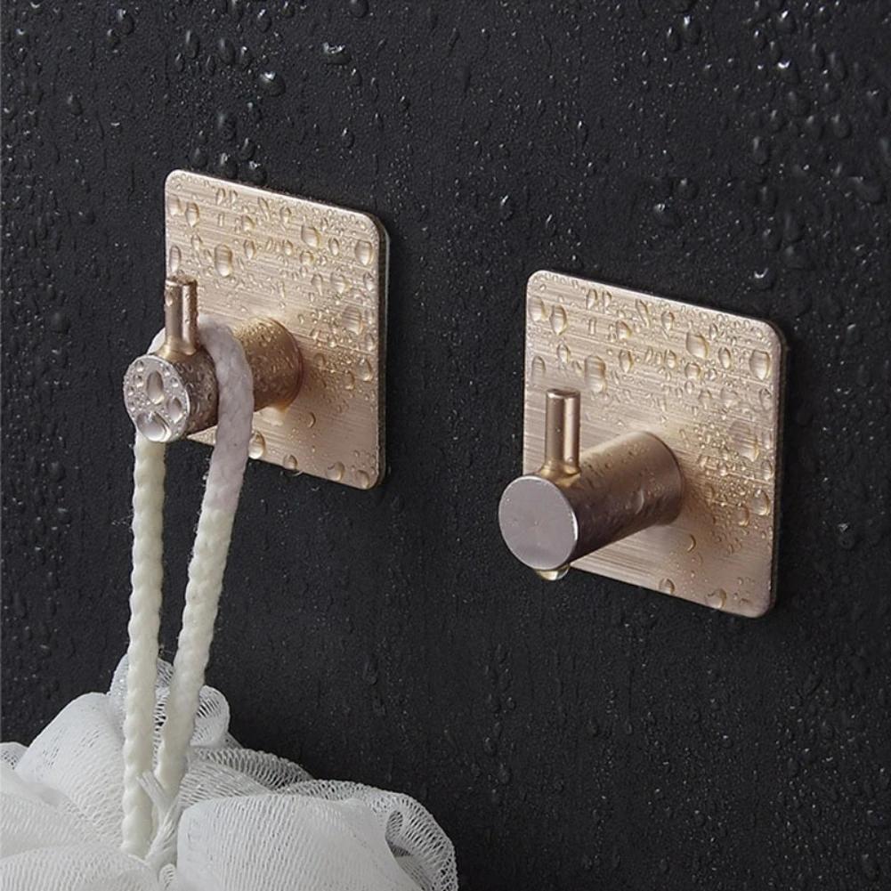 

2 PCS Stainless Steel Sticky Hooks No Hole Punch Coat Hooks Behind Door Hanging Metal Non Marking Brushed Coat Hooks Wholesale