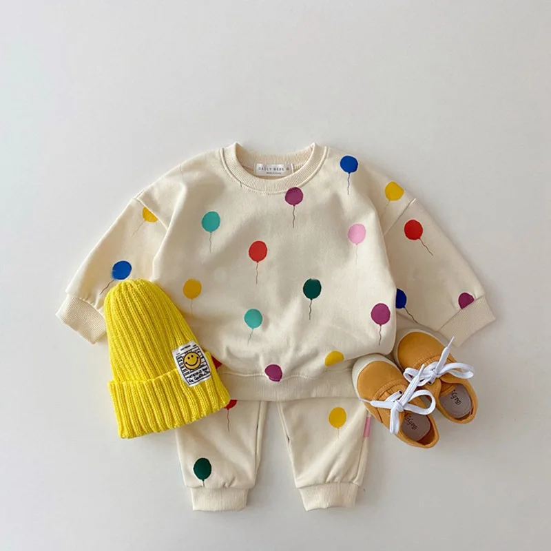 

Autumn infants cute colorful balloon sweatshirt outfits baby girls cotton casual dress 0-3Y