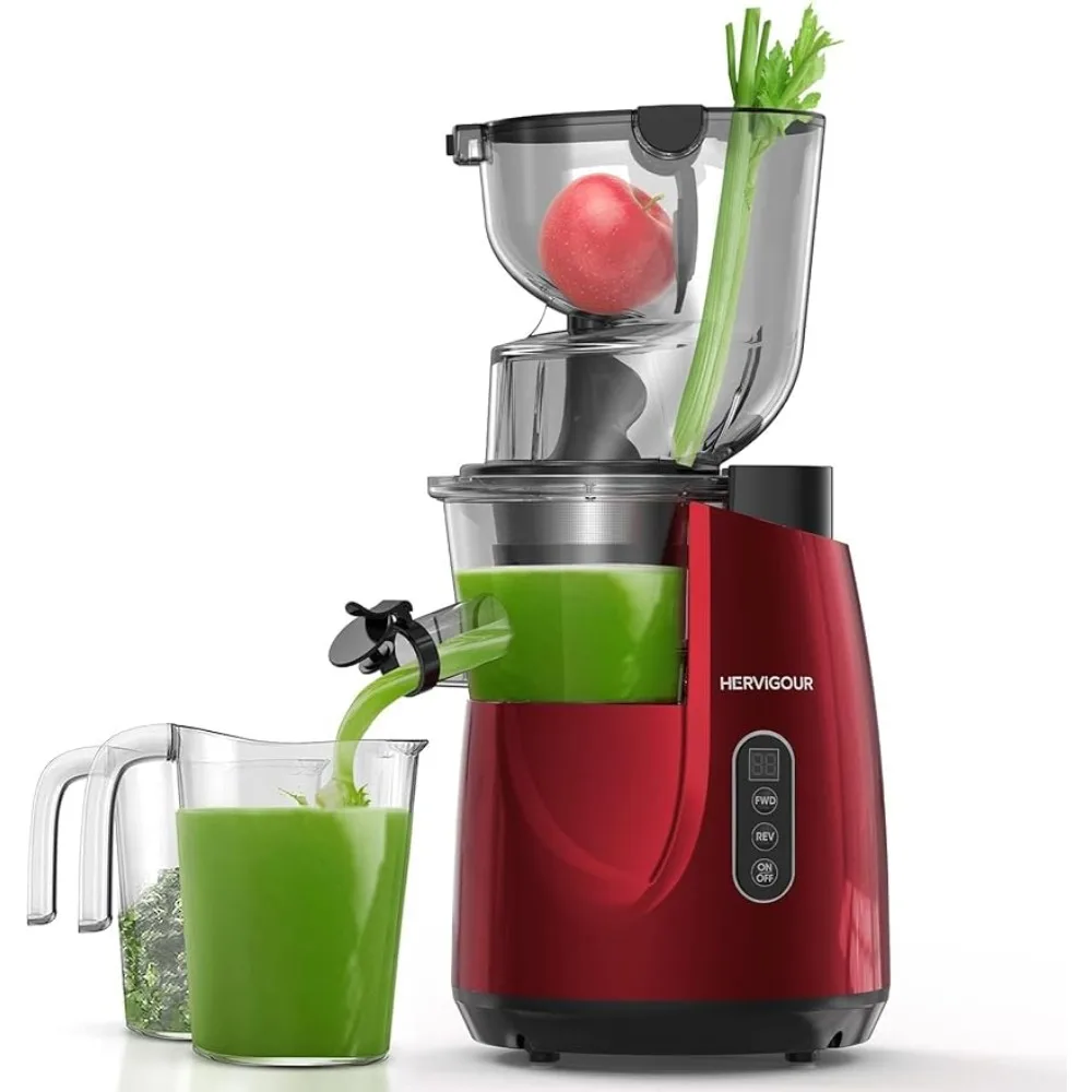 

Slow Masticating Juicer Machine, 3.2" Wide Chute Cold Press Juice Extraction for Fruits and Vegetables, BPA-Free - Red