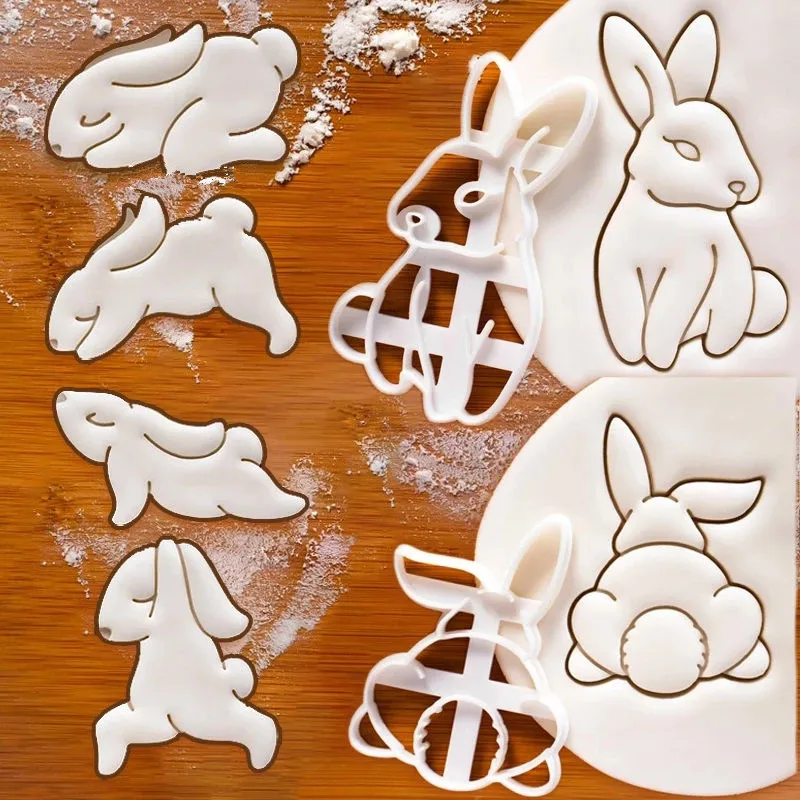 

Rabbit Cookie Mold Cute Yoga Bunny Biscuit Embossed Mould Cutter for Easter Birthday Party Kids Gift DIY Baking Cake Decor Tool