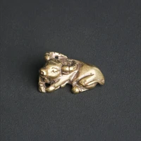 antique brass lying ox desktop ornament zodiac ox creative tea pet ornament