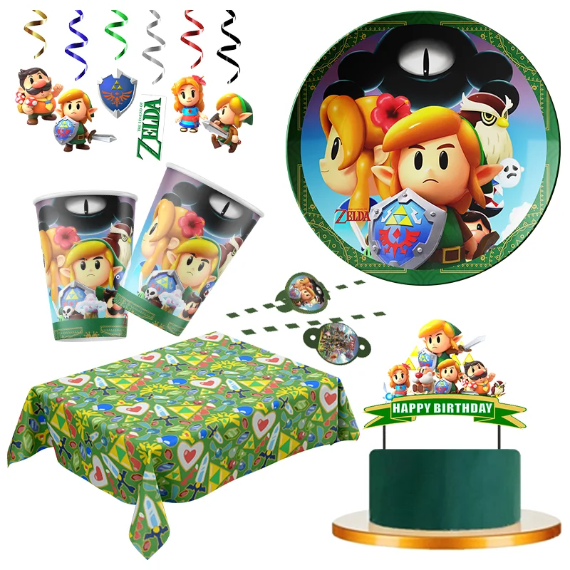 

Game The Legend of Birthday theme favor party supplies Party Set Paper Cup Plate Gift Bag Napkin Flag Cake Topper Zeld