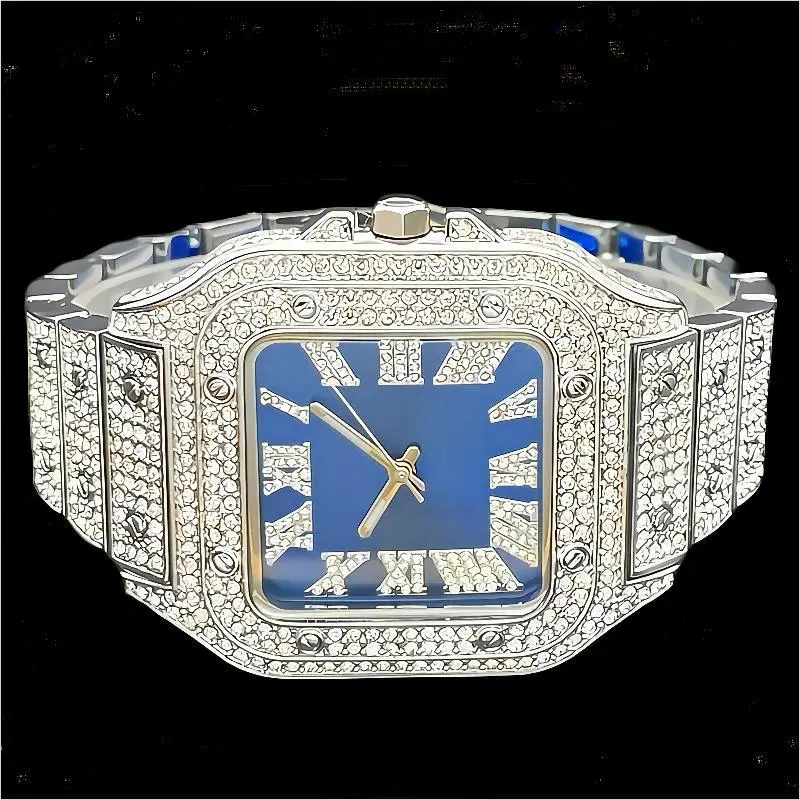 

MISSFOX Luxury Watch For Mens Fashion Hip Hop Brand Waterproof Quartz Wristwatch Iced Diamond AAA Square Clocks Boy Reloj Hombre