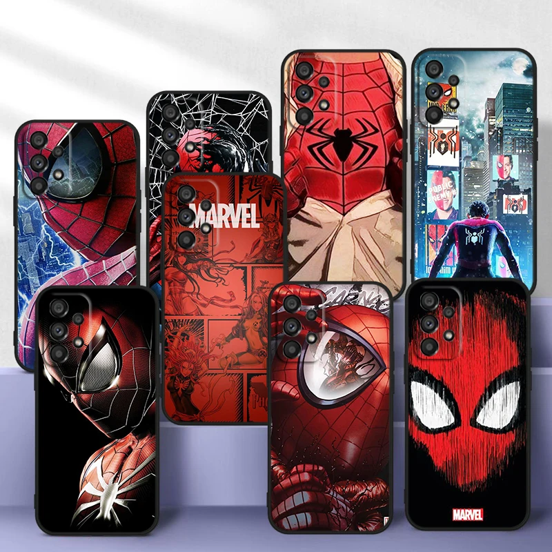 

Marvel Funny Spiderman For Samsung Galaxy A73 A52S A72 A71 A52 A51 A22 A12 A32 A21S 4G 5G Silicone Soft Black Phone Case Fundas