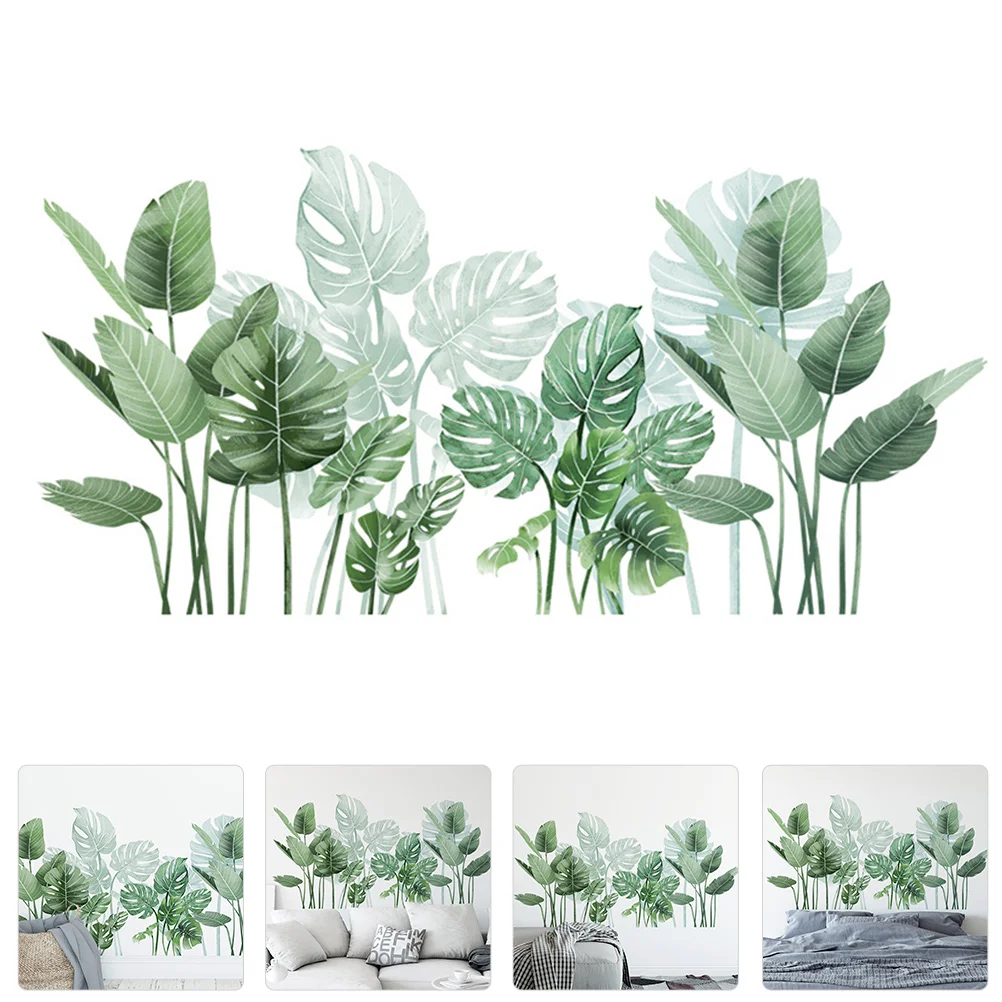 

1 Set/2pcs Decorative Wall Stickers Green Leaves Wall Decals Removable Stickers