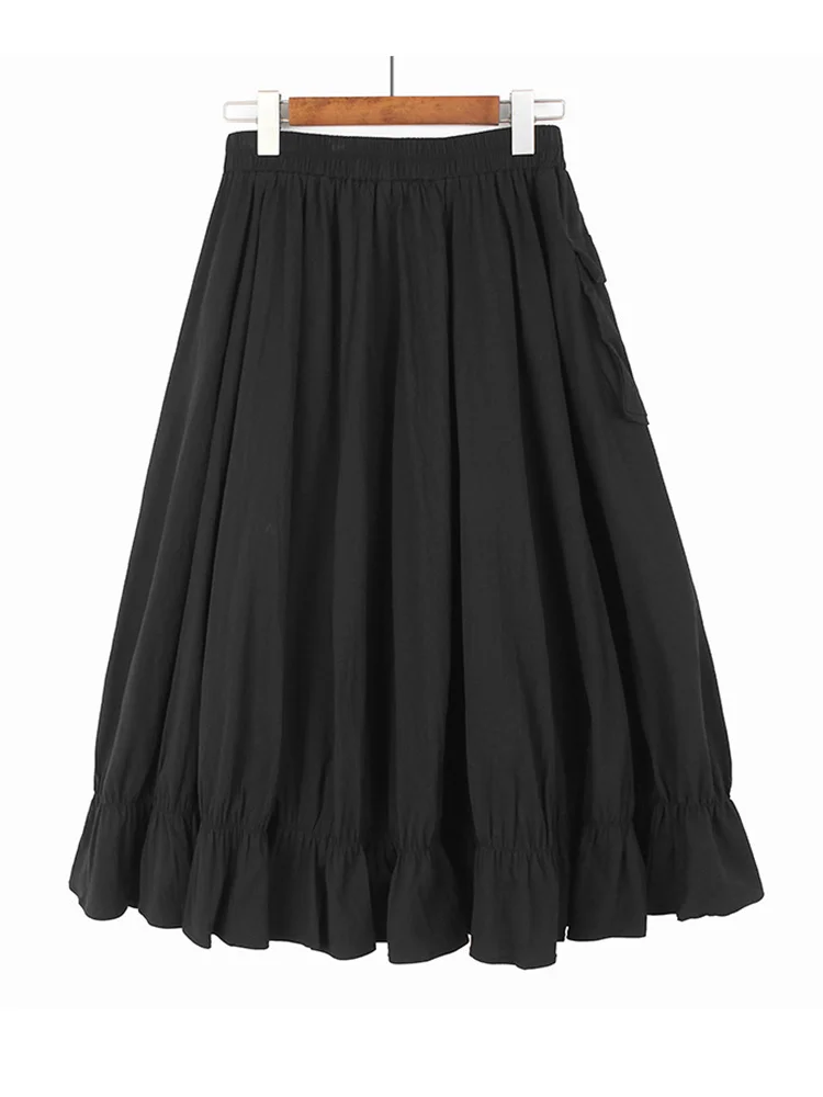 

Женская плиссированная юбка с высокой эластичной талией, черная длинная повседневная юбка А-силуэта, модная новинка на весну-осень 2022, M746