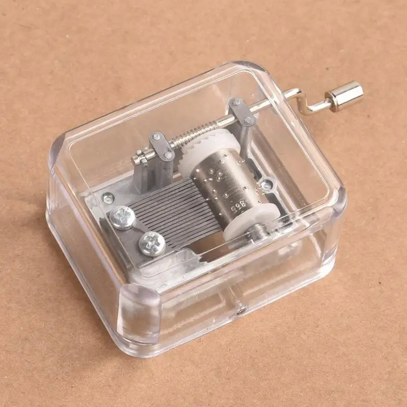 

NEWEST 24 Songs Mini Music Box Hand Cranking Music Movement Transparent DIY Music Box Collectibles for Cute Christmas Gift