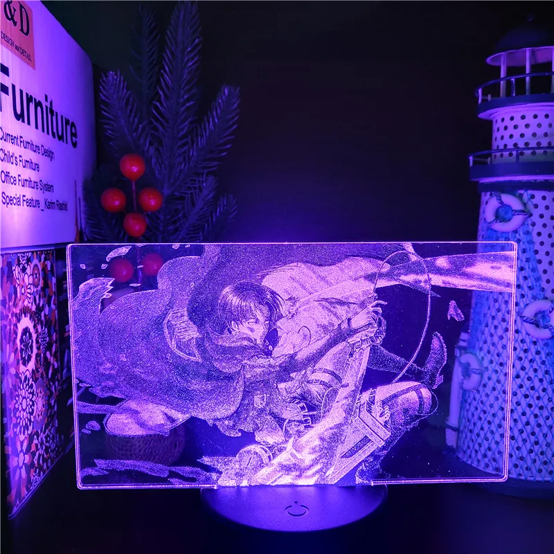 

Attack on Titan Levi·Ackerman Anime Figures Night Lights Action Figure Novelty 3d LED Toy Ornaments Colorful Lampara Decorator