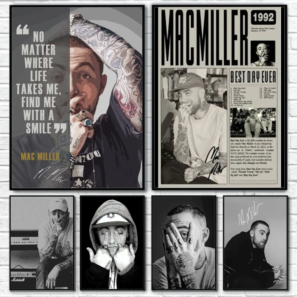 Фото Постер с рэпером M-Mac Miller, декор комнаты, украшение дома, интерьер, настенная художественная печать, водонепроницаемые постеры для гаража, спальни, подарок №1