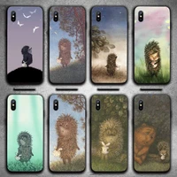hedgehog in the fog cartoon painting phone case for iphone 12 11 13 7 8 6 s plus x xs xr pro max mini