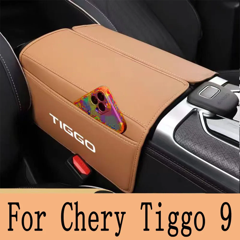 Фото Высококачественная новая накладка на подлокотник для Chery Tiggo 9 2023-2025: кожаная подушка-подлокотник, защитный коврик для локтя №2