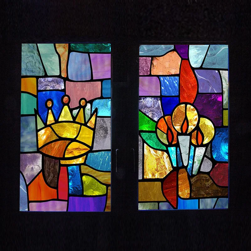 Статические липкие матовые витражи по индивидуальному заказу оконные пленки