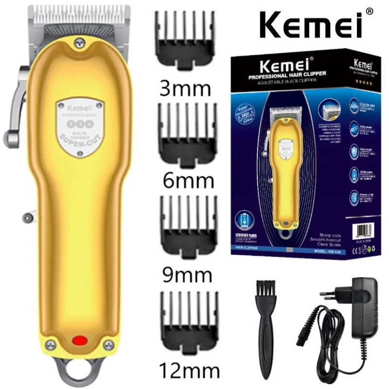 

Kemei 134 10W Powerful Electric Hair Clippers for Men Barber Trimmer Cordless Cutter Haircut Machine Grooming Kit All Metal Body