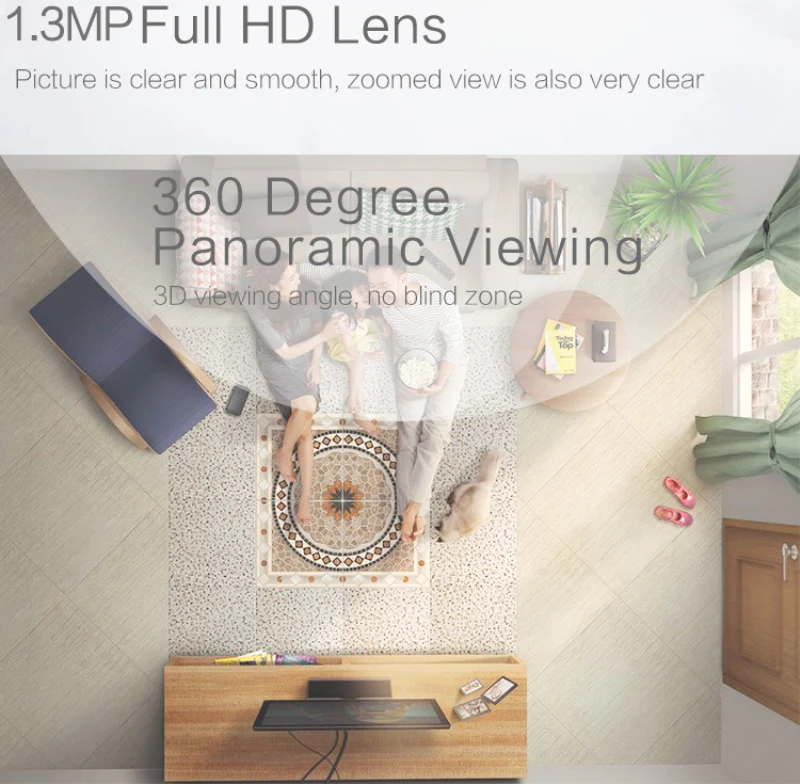 Светильник ная панорамная ip-камера для домашней системы видеонаблюдения, 360 градусов, 720P