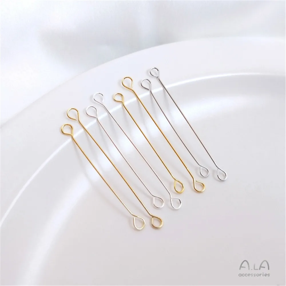 Купи Titanium steel 14K gold-plated double-headed 9-word needle silver-plated 18K stainless steel connecting rod diy earrings jewelry за 52 рублей в магазине AliExpress