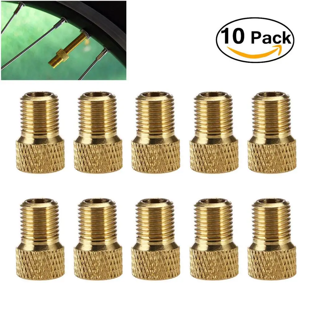 

10Pcs French Valve Adapter Bike Value Converter Presta To Schrader Golden Bike Tire French Valve Adapter Bicycle Accessories