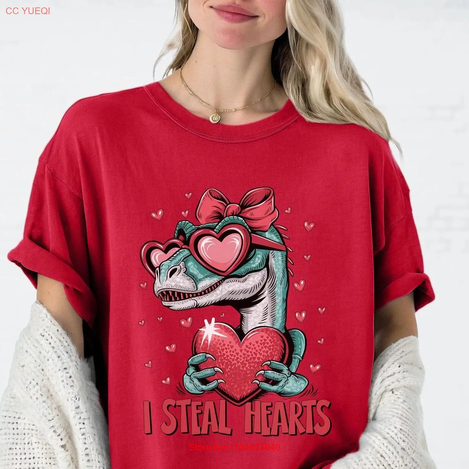 Футболка I Steal Hearts Dino на День святого Валентина комфортный цвет сердце день