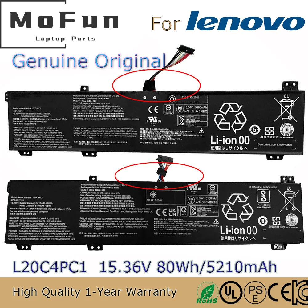 Новый оригинальный аккумулятор L20C4PC1 15 36 в 80 Втч для ноутбука Lenovo Legion 5 17ACH6H 16ITH6 16ACH6H