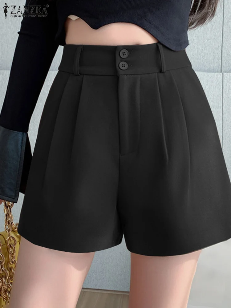 Шорты ZANZEA женские оверсайз элегантные однотонные офисные штаны с завышенной