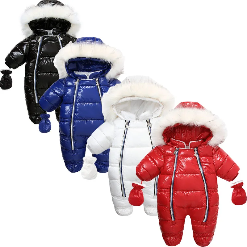 

Комплекты детской одежды, зимний утепленный теплый наряд с перчатками, бархатный цельный костюм для девочек и мальчиков, водонепроницаемые комбинезоны с капюшоном