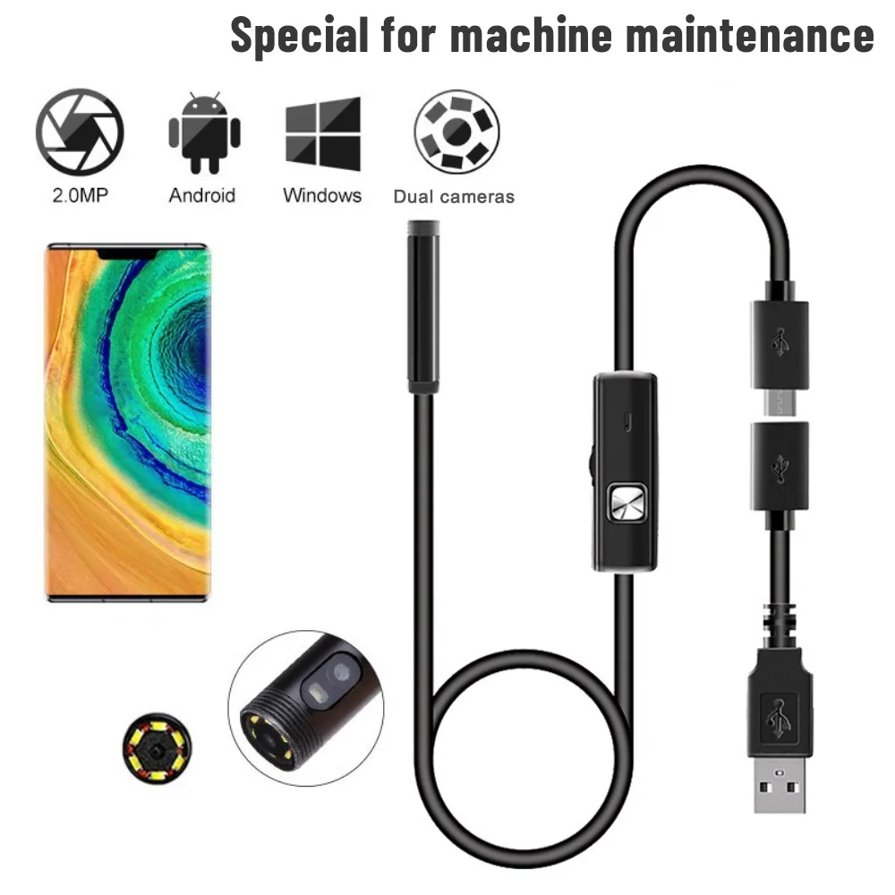 

70 Degrees 3 In 1 Sewer Pipeline Detector Waterproof Led Car Inspection Endoscope For Sumsang Huiwei Pc 7mm Micro Usb Type-c