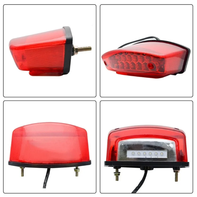 

Universal 12V Motorcycle License Plate Light Red Tail Rear Light Brake Stop Lamp