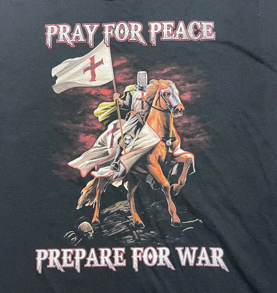 Молитесь за мир Приготовьте для войны. Футболка Knight Templar Crusader Motto 100% хлопок с