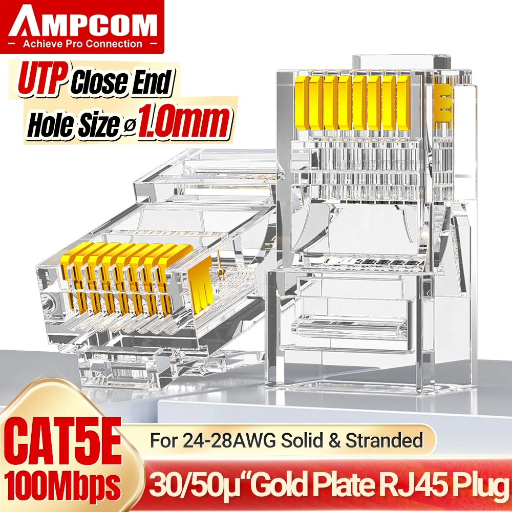 AMPCOM CAT5e RJ45 Соединитель 8P8C Модульный Ethernet кабель c разъемами RJ45 Заделка концов Ethernet соединителей UTP Сетевой разъем