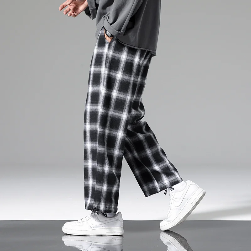 

Summer Plaid Pants Men Fashion Loose Hip Hop Casual Trousers Korean Male Harem Pant All-match Confortable Joggers Streerwear