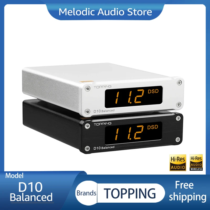 Сбалансированный декодер TOPPING D10 ES9038Q2M D10B USB DAC 384 кГц DSD256 аналоговый/цифровой выход TRS сбалансированный 6,35 Hi-Res аудио декодер