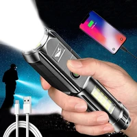 flashlight powerful zoom usb rechargeable ultra bright torch high power led flashlights with side light portable camping light