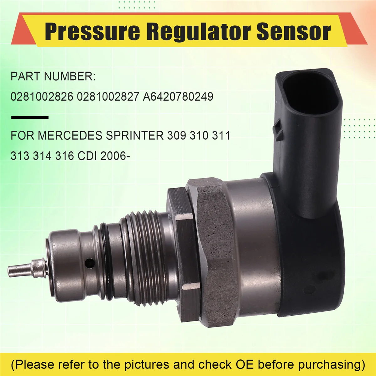 0281002827 Датчик регулятора давления автомобиля для Mercedes Benz Sprinter 309 310 311 313 314 316 CDI 2006-on