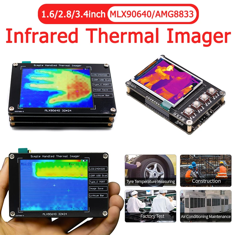 MLX90640 5 5-дюймовый TFT-экран ЖК-дисплей цифровой Инфракрасный Тепловизор датчик
