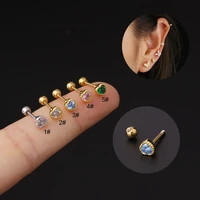 1piece zircon mini heart stud earrings for women 2022 trend jewelry piercing blue green heart earrings for teens ear cuff
