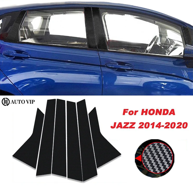

Cover Gloss Black Side Pillar Posts Door Window Trim Exterior Decoration Kit for Honda Jazz carbon fibre 2014-2020 accessories