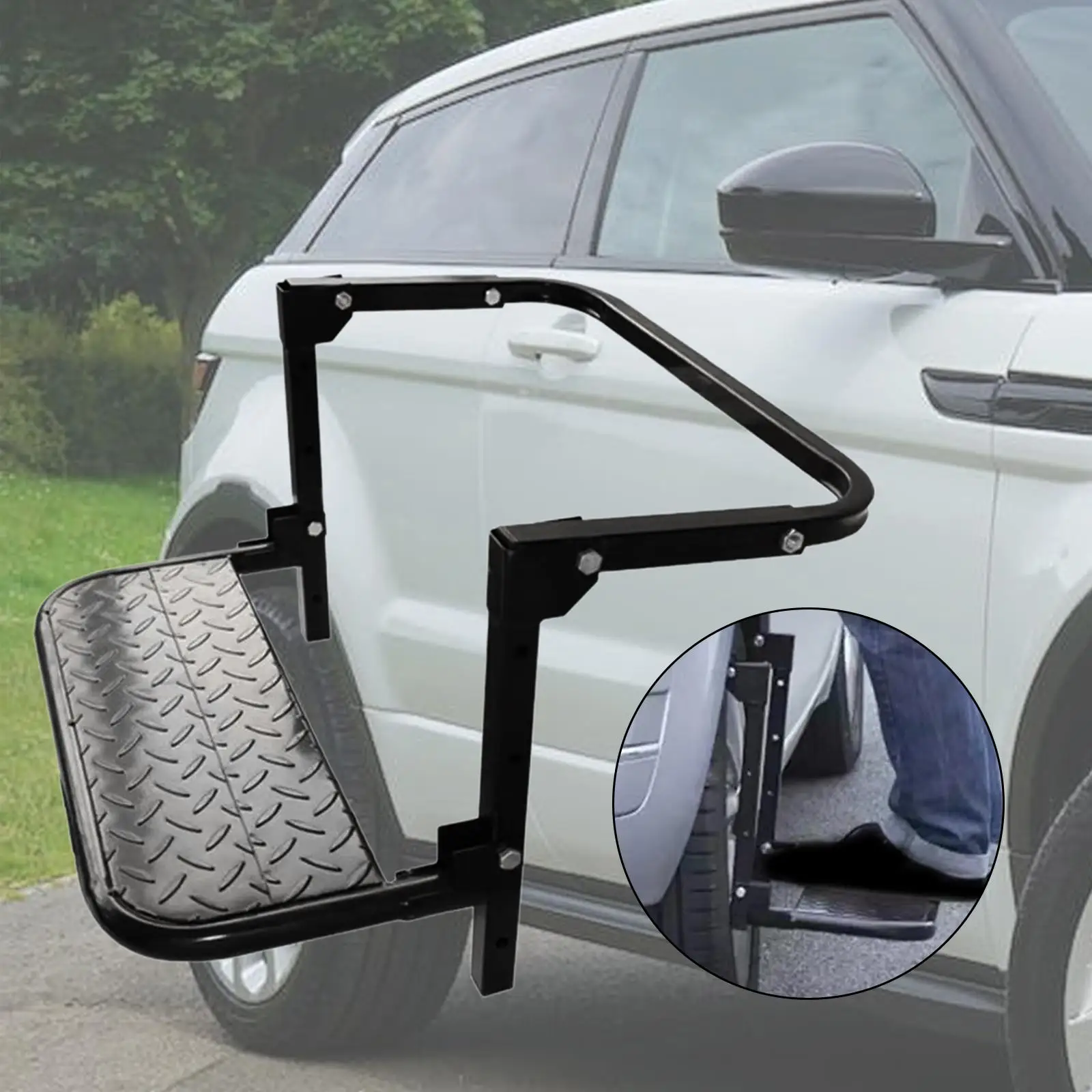 

Folding Tire Wheel Mounted Step, Large Weight Capacity Stable Non SUV