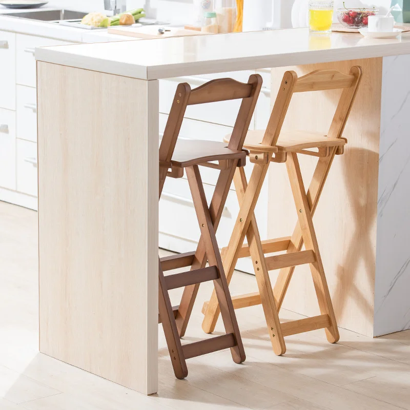 

Bamboo Wood Chair High Chair Foldable Kitchen Stool Small Apartment Household High Designer Dining Chairs Sandalye Furnitures