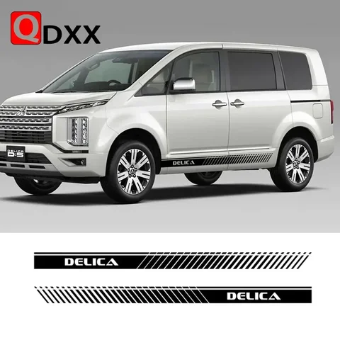 Для Mitsubishi Delica D5 L400 MPV 4-motion Стиль Спортивные полосы Наклейка на боковую юбку двери автомобиля 2 шт. Автомобильный декор кузова Виниловые наклейки