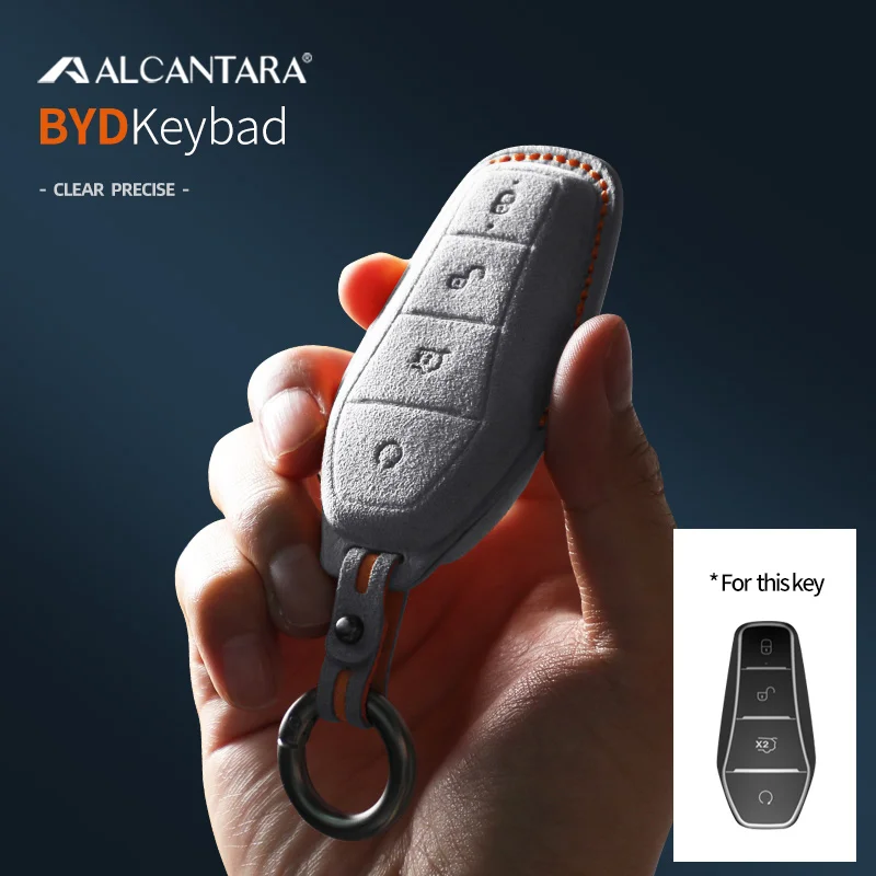 

Alcantara Car Key Case Cover Holder Shell Fob For BYD Han Ev Tang Dm Qin PLUS Song Pro MAX Yuan Dolphin E2 Atto 3 Auto Accessory