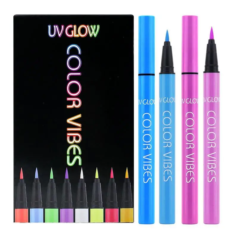

Colored Eyeliners 8 Colors Neon UV Light Liquid Eyeliner Set Long Lasting Waterproof Makeup Supplies Quick Dry With High