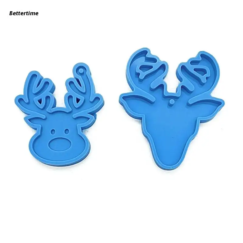 

B36D 2 Pcs Wall Hanging Moulds Elk Head Silicone Moulds Deer Epoxy Resin Mould
