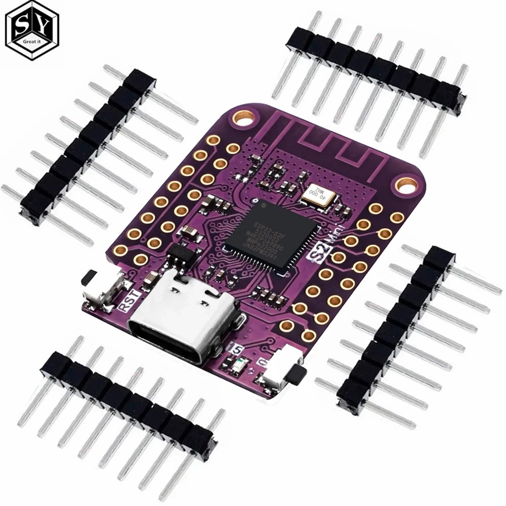 Плата ESP32 S2 Mini WIFI ESP32-S2FN4R2 основе ESP32-S2 4 Мб флэш-памяти 2 PSRAM микропроцессоров для