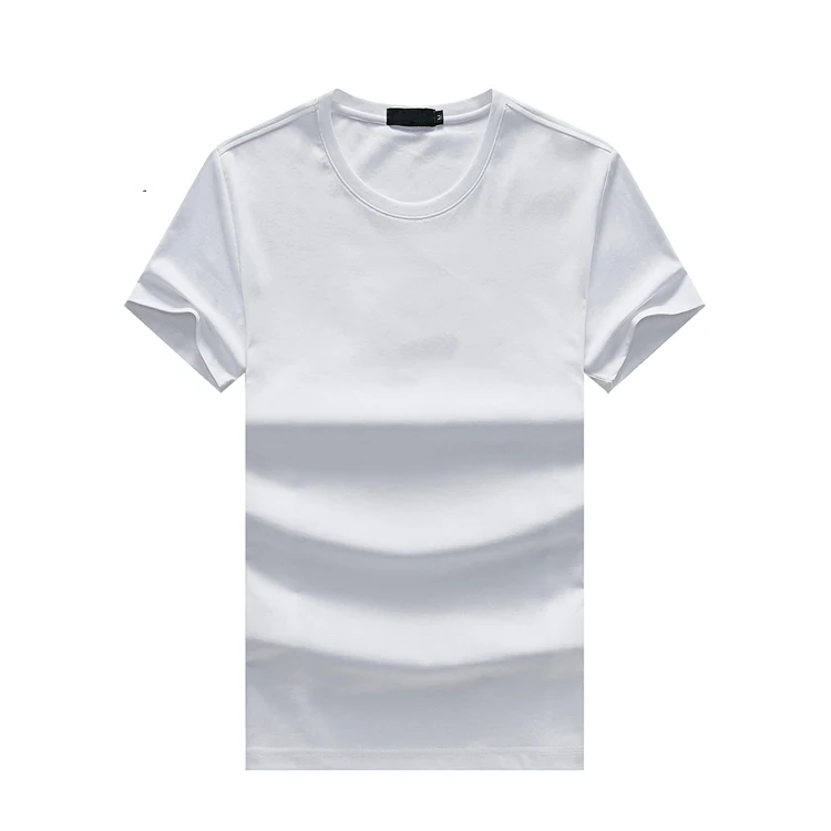 

2023HOT Europe Size Solid color 100% Cotton T Shirt Mens Black White T-shirts 2019 Summer free shipping
