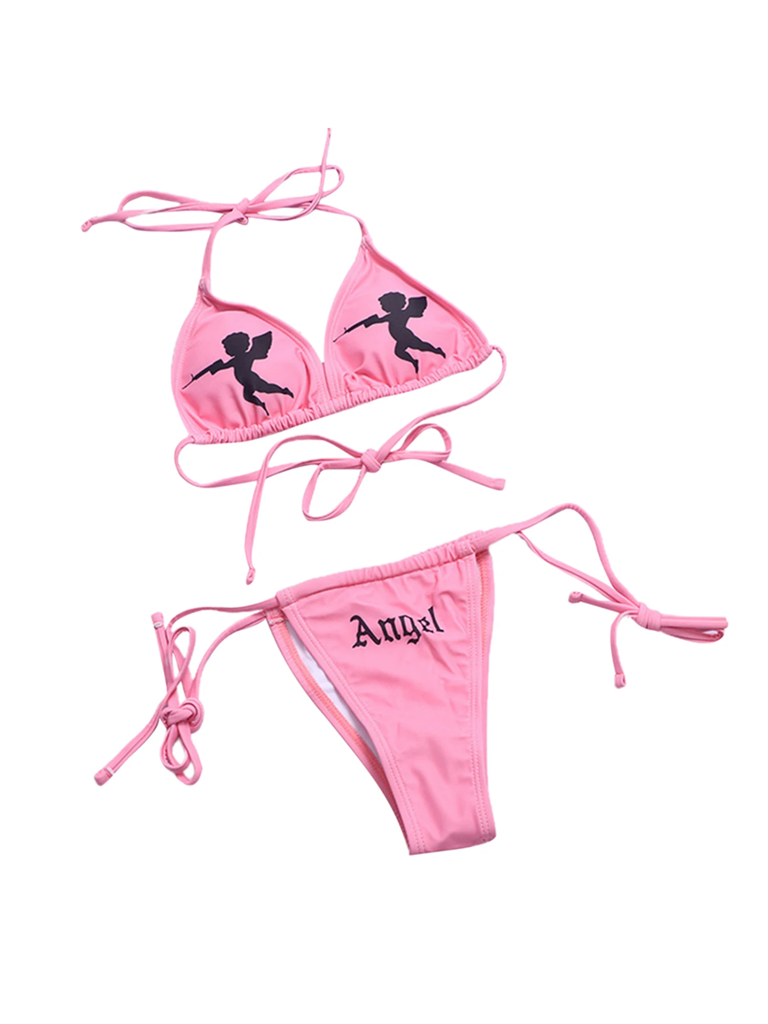 

Женский купальник-бикини с треугольным галстуком